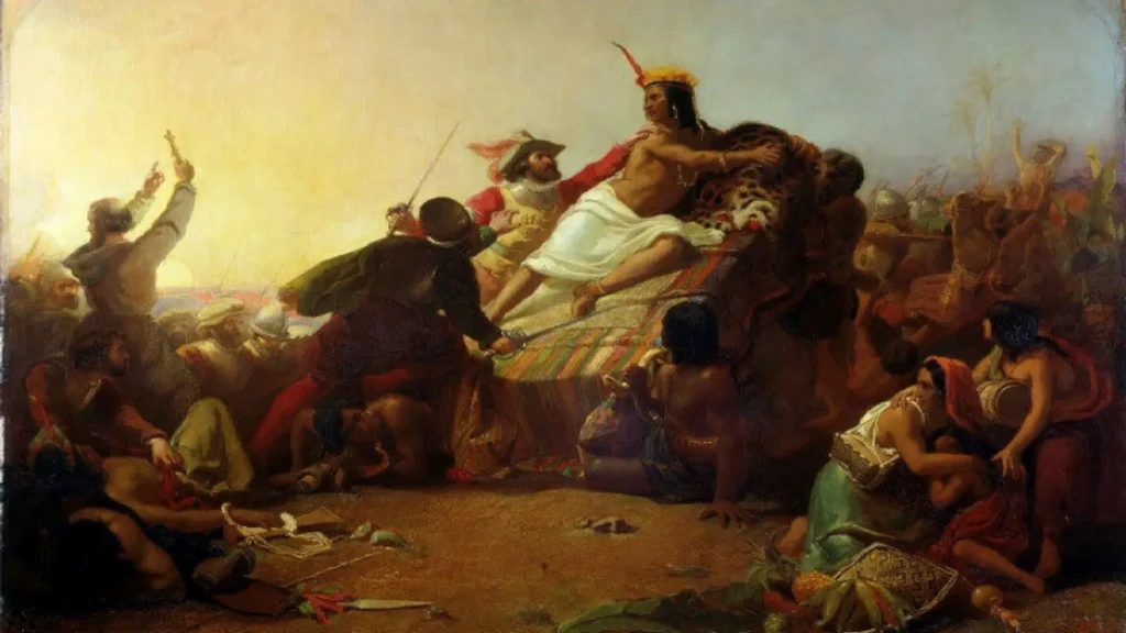 pintura sobre a captura de Atahualpa.